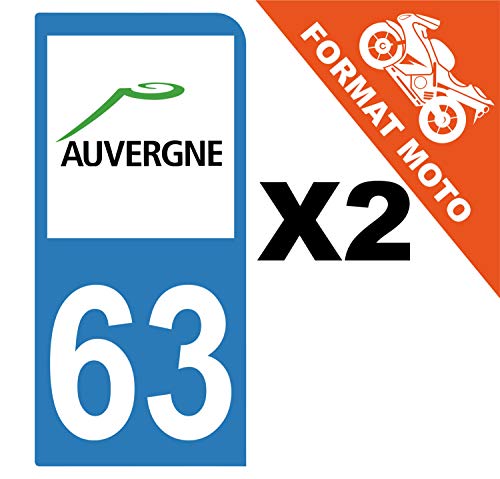 Supstick 2 Stickers Autocollants Plaques Immatriculation Moto Dept 63 Auvergne Bleu Clair 1 Angle Arrondi