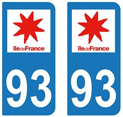supstick 2 STICKERS AUTOCOLLANT PLAQUE IMMATRICULATION DEPT 93 Région île-de-France - supstick.fr