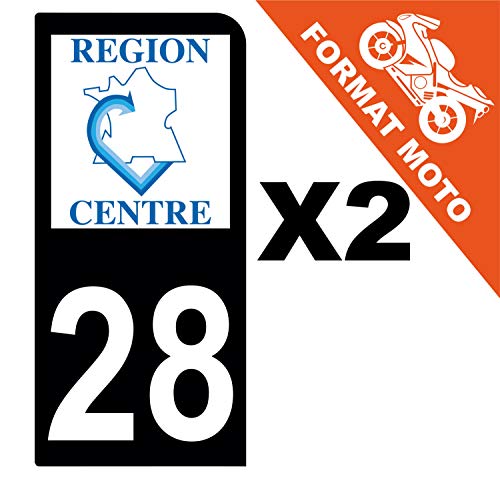 Supstick 2 Stickers Autocollants Plaques Immatriculation Moto Dept 28 Centre Noir 1 Angle Arrondi