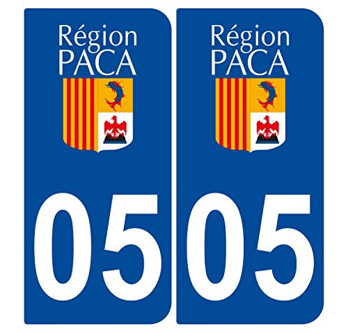 Supstick 2 Stickers Autocollants Plaques Immatriculation Auto Dept 05 Paca Bleu Foncé Angles Arrondis