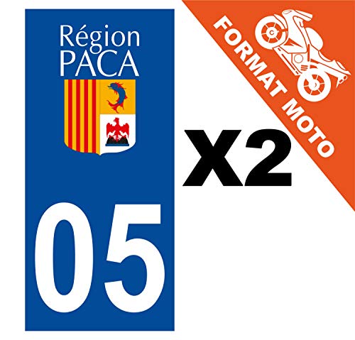 Supstick 2 Stickers Autocollants Plaques Immatriculation Moto Dept 05 Paca Bleu Foncé Angles Carrés