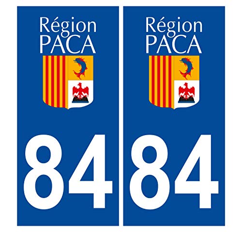 Supstick 2 Stickers Autocollants Plaques Immatriculation Auto Dept 84 Paca Bleu Foncé Angles Carrés