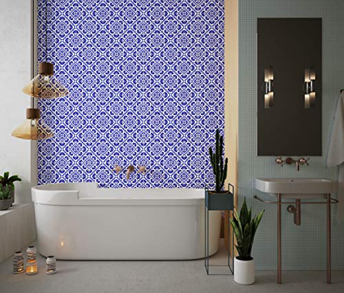 Lot de 20 Adhésif Carrelage - décoration de carreaux - 20 pièces plastifié en mat - carreau blue - format 20x20cm par pièce