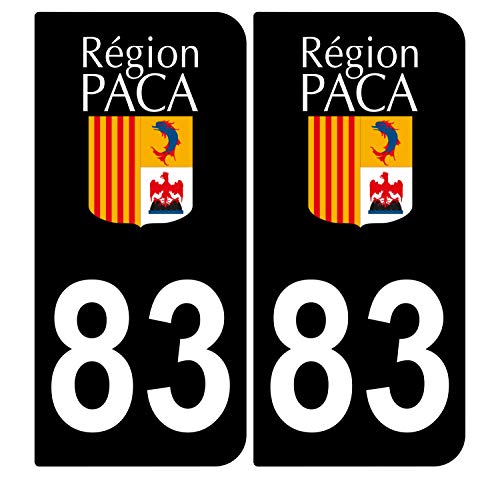 Supstick 2 Stickers Autocollants Plaques Immatriculation Auto Dept 83 Paca Noir Angles Arrondis