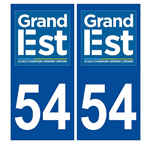 Supstick 2 Stickers Autocollants Plaques Immatriculation Auto Dept 54 Grand Est Bleu Foncé Angles Carrés