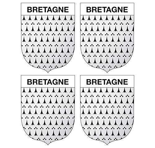 Supstick Lot de 4 Autocollants Stickers Blason de région département Bretagne Format 5x4cm - supstick.fr