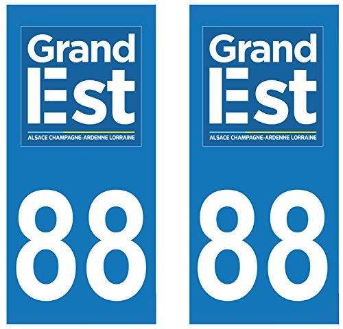 supstick 2 STICKERS AUTOCOLLANT PLAQUE IMMATRICULATION DEPT 88 Grand Est format rectangulaire - supstick.fr