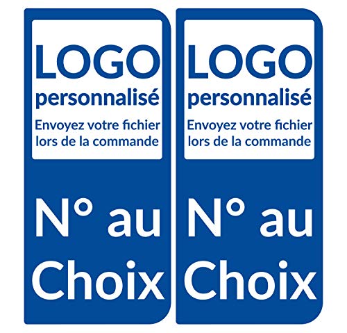 Supstick 2 Stickers Autocollants Plaques Immatriculation personnalisé Auto Bleu Foncé Arrondi