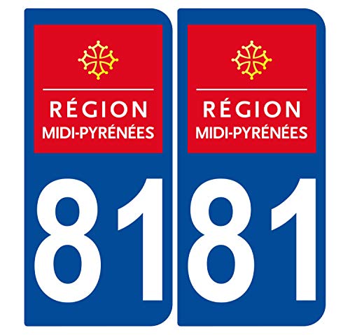 Supstick 2 Stickers Autocollants Plaques Immatriculation Auto Dept 81 Midi Pyrénées Bleu Foncé Angles Arrondis