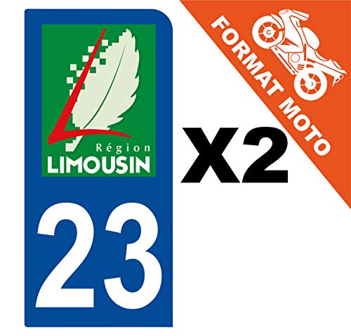 Supstick 2 Stickers Autocollants Plaques Immatriculation Moto Dept 23 Limousin Bleu Foncé 1 Angle Arrondi