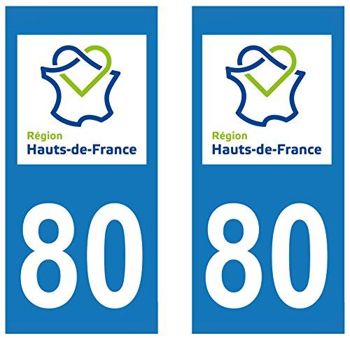 supstick 2 STICKERS AUTOCOLLANT PLAQUE IMMATRICULATION DEPT 80 Hauts de France format rectangulaire - supstick.fr