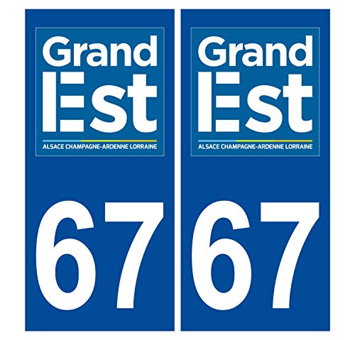 Supstick 2 Stickers Autocollants Plaques Immatriculation Auto Dept 67 Grand est Bleu Foncé Angles Carrés