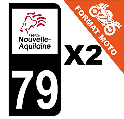 Supstick 2 Stickers Autocollants Plaques Immatriculation Moto Dept 79 Nouvelle Aquitaine Noir 2 Angles Arrondis