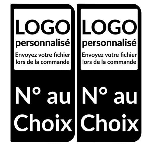 Supstick 2 Stickers Autocollants Plaques Immatriculation personnalisé Auto Noir Arrondi