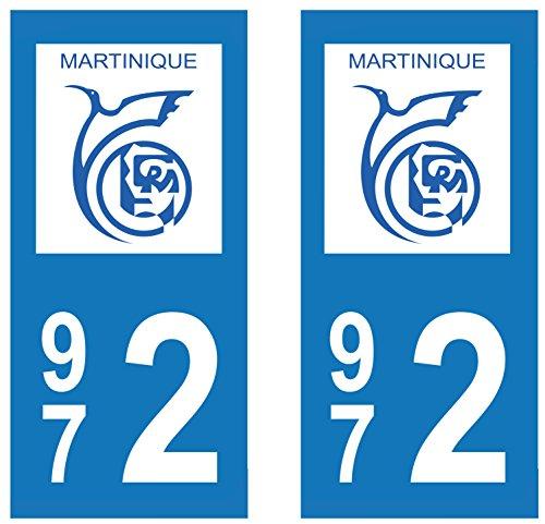 supstick 2 STICKERS AUTOCOLLANT PLAQUE IMMATRICULATION DEPT 972 Région Martinique format rectangulaire - supstick.fr