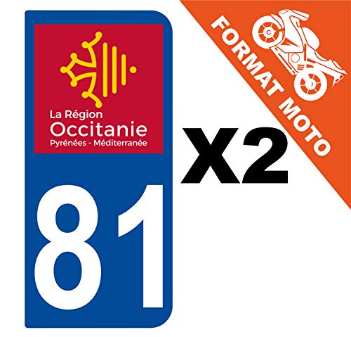 Supstick 2 Stickers Autocollants Plaques Immatriculation Moto Dept 81 Occitanie Bleu Foncé 2 Angles Arrondis
