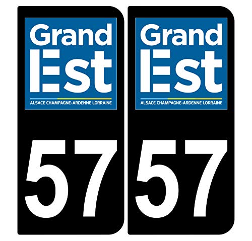Supstick 2 Stickers Autocollants Plaques Immatriculation Auto Dept 57 Grand Est Noir Angles Arrondis