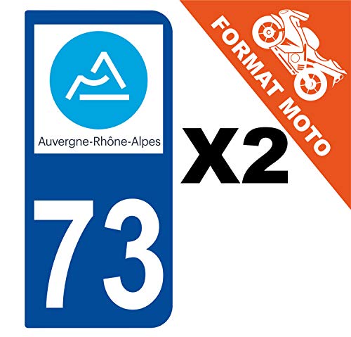 Supstick 2 Stickers Autocollants Plaques Immatriculation Moto Dept 73 Auvergne Rhône Alpes Bleu Foncé 2 Angles Arrondis