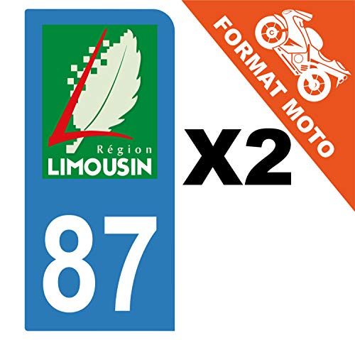 Supstick 2 Stickers Autocollants Plaques Immatriculation Moto Dept 87 Limousin Bleu Clair 1 Angle Arrondi