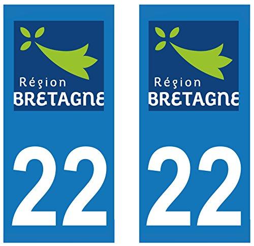 supstick 2 STICKERS AUTOCOLLANT PLAQUE IMMATRICULATION DEPT 22 Région Bretagne format rectangulaire - supstick.fr
