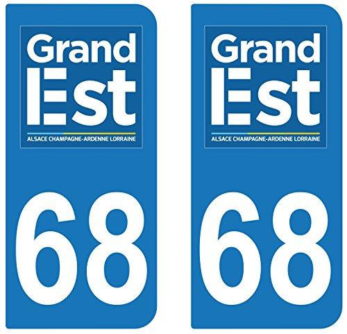 supstick 2 STICKERS AUTOCOLLANT PLAQUE IMMATRICULATION DEPT 68 Grand Est - supstick.fr