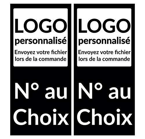 Supstick 2 Stickers Autocollants Plaques Immatriculation personnalisé Auto Noir rectangulaire