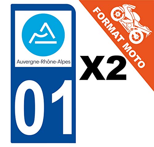 Supstick 2 Stickers Autocollants Plaques Immatriculation Moto Dept 01 Auvergne Rhône Alpes Bleu Foncé 1 Angle Arrondi