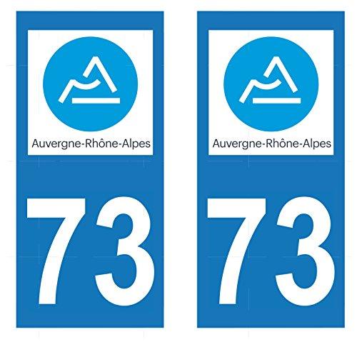 supstick 2 STICKERS AUTOCOLLANT PLAQUE IMMATRICULATION DEPT 73 Auvergne-Rhône-Alpes format rectangulaire - supstick.fr
