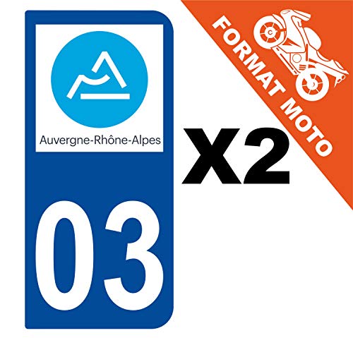 Supstick 2 Stickers Autocollants Plaques Immatriculation Moto Dept 03 Auvergne Rhône Alpes Bleu Foncé 2 Angles Arrondis