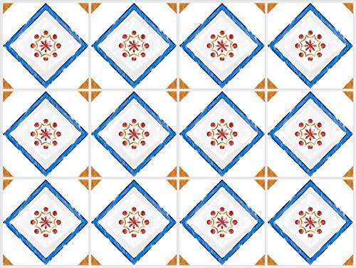 Planche de 12 Adhésif Carrelage - décoration de carreaux - 48 pièces plastifié en mat - mosaïque blanc - format 10x10cm par pièce