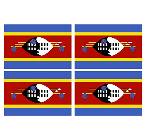 Supstick Lot de 4 Autocollants Stickers Drapeau de Pays Nation eswatini Format 12x8cm