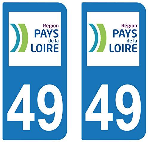 supstick 2 STICKERS AUTOCOLLANT PLAQUE IMMATRICULATION DEPT 49 Région Pays de la Loire - supstick.fr