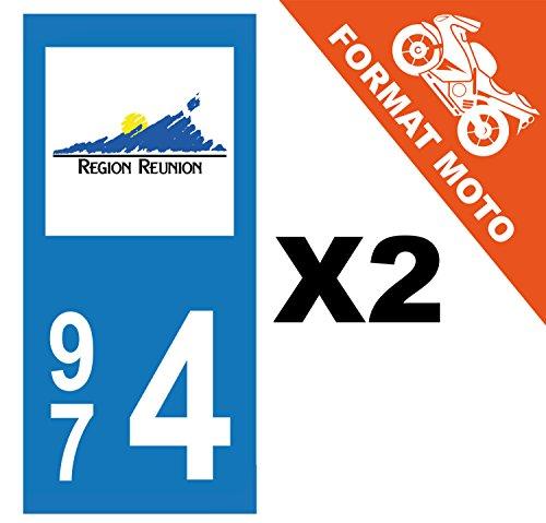 supstick 2 Stickers Autocollant Plaque IMMATRICULATION Moto DEPT 974 Région de La Réunion Format rectangulaire - supstick.fr