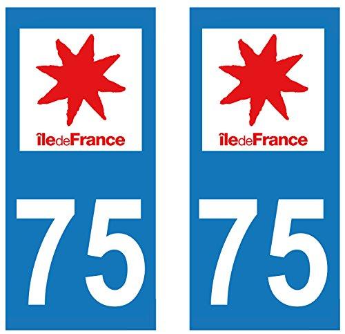 supstick 2 STICKERS AUTOCOLLANT PLAQUE IMMATRICULATION DEPT 75 region Île-de-France format rectangulaire - supstick.fr