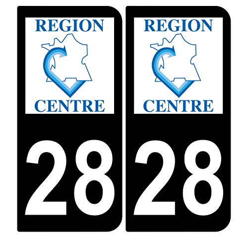 Supstick 2 Stickers Autocollants Plaques Immatriculation Auto Dept 28 Centre Noir Angles Arrondis