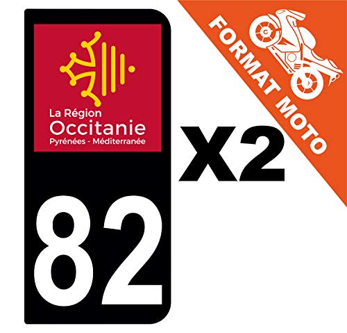 Supstick 2 Stickers Autocollants Plaques Immatriculation Moto Dept 82 Occitanie Noir 2 Angles Arrondis