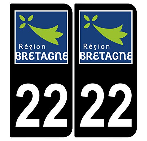 Supstick 2 Stickers Autocollants Plaques Immatriculation Auto Dept 22 Bretagne Noir Angles Arrondis