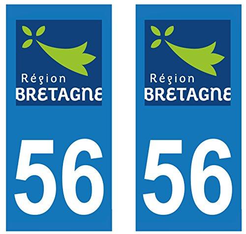 supstick 2 STICKERS AUTOCOLLANT PLAQUE IMMATRICULATION DEPT 56 Région Bretagne format rectangulaire - supstick.fr