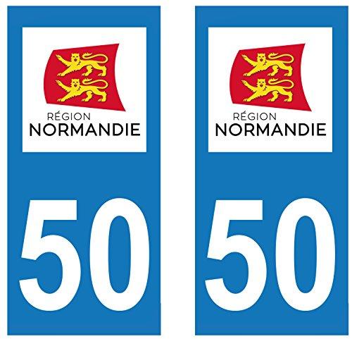 supstick 2 STICKERS AUTOCOLLANT PLAQUE IMMATRICULATION DEPT 50 Normandie format rectangulaire - supstick.fr