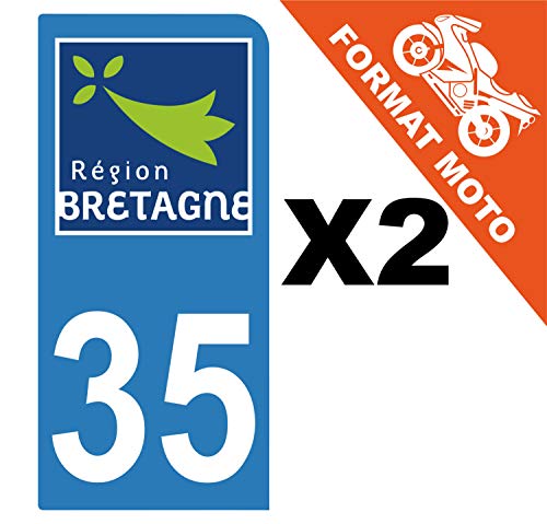 Supstick 2 Stickers Autocollants Plaques Immatriculation Moto Dept 35 Bretagne Bleu Clair 1 Angle Arrondi