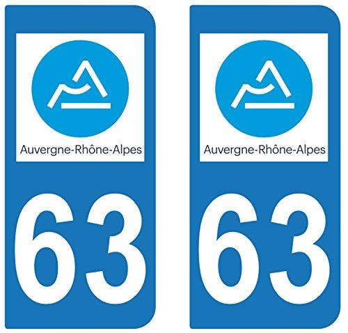 supstick 2 STICKERS AUTOCOLLANT PLAQUE IMMATRICULATION DEPT 63 Auvergne-Rhône-Alpes - supstick.fr