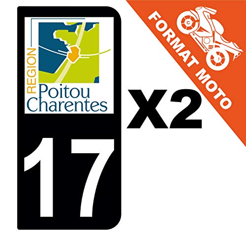 Supstick 2 Stickers Autocollants Plaques Immatriculation Moto Dept 17 Poitou Charentes Noir 2 Angles Arrondis