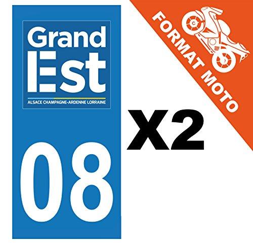 supstick 2 Stickers Autocollant Plaque IMMATRICULATION Moto DEPT 08 Region Grand Est Format rectangulaire - supstick.fr