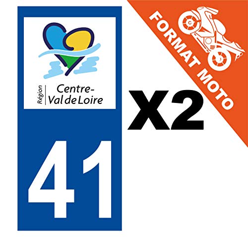 Supstick 2 Stickers Autocollants Plaques Immatriculation Moto Dept 41 Centre Val de Loire Bleu Foncé Angles Carrés
