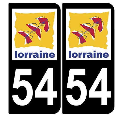 Supstick 2 Stickers Autocollants Plaques Immatriculation Auto Dept 54 Lorraine Noir Angles Arrondis
