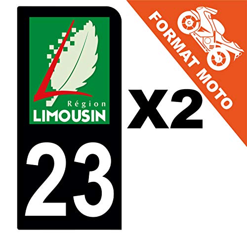 Supstick 2 Stickers Autocollants Plaques Immatriculation Moto Dept 23 Limousin Noir 1 Angle Arrondi