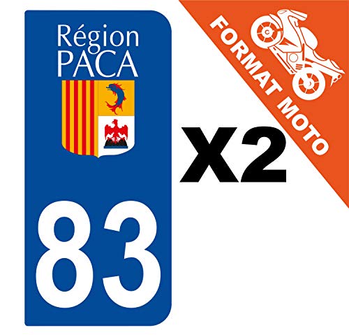 Supstick 2 Stickers Autocollants Plaques Immatriculation Moto Dept 83 Paca Bleu Foncé 2 Angles Arrondis