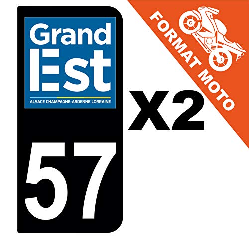 Supstick 2 Stickers Autocollants Plaques Immatriculation Moto Dept 57 Grand Est Noir 2 Angles Arrondis