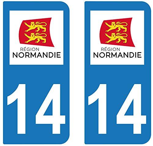 supstick 2 STICKERS AUTOCOLLANT PLAQUE IMMATRICULATION DEPT 14 Normandie - supstick.fr