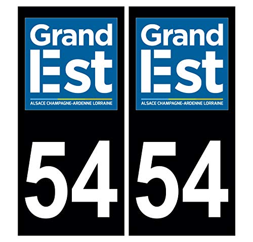 Supstick 2 Stickers Autocollants Plaques Immatriculation Auto Dept 54 Grand Est Noir Angles Carrés